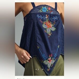 Anthropologie Embroidered Halter Top
